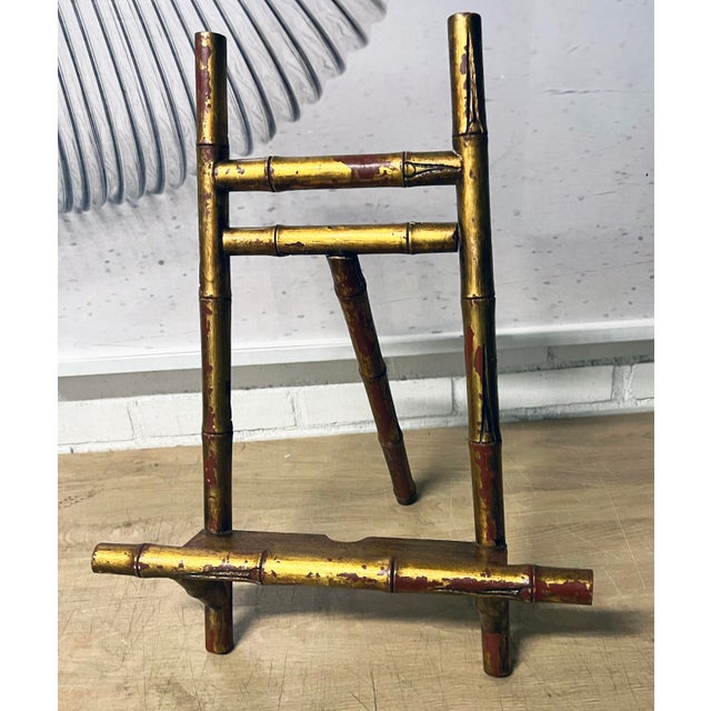 Faux Bamboo Large Gilt Wood Easel For Sale - Image 4 of 6