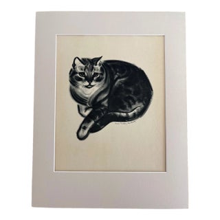Vintage Clare Turlay Newberry Cat Print in 14x18 Mat: "Oliver - A...Tabby", EUC For Sale