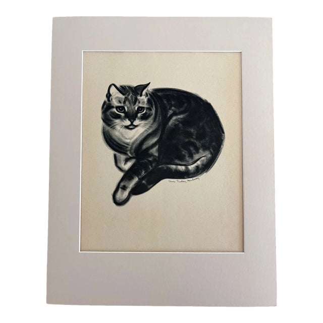 Vintage Clare Turlay Newberry Cat Print in 14x18 Mat: "Oliver - A...Tabby", EUC For Sale