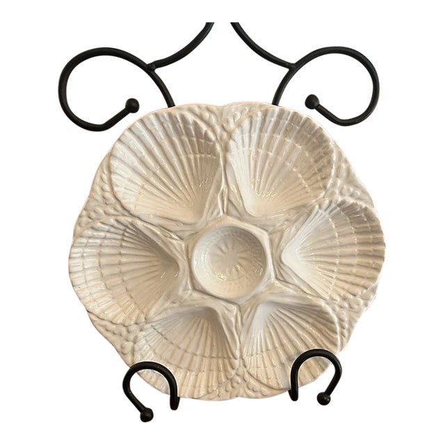 Vintage Olfaire Oyster Scallop Plate White For Sale