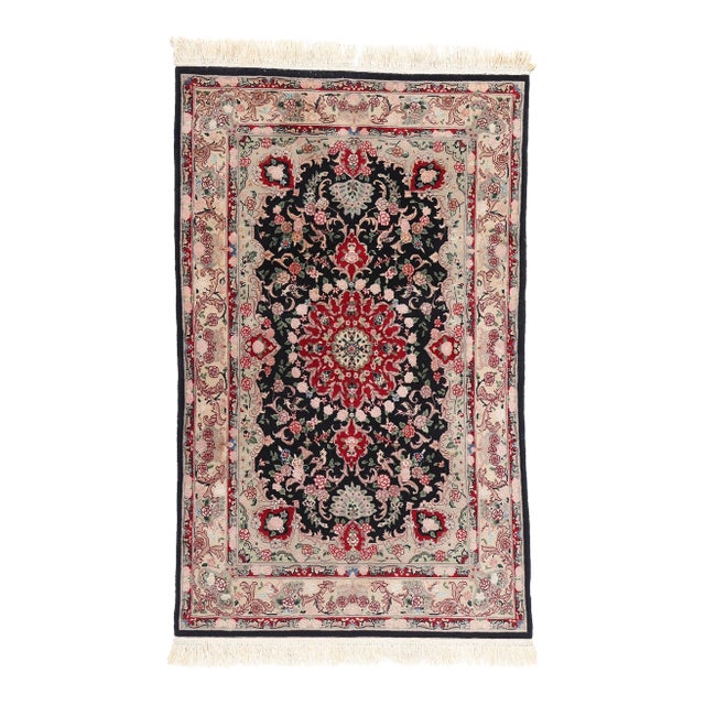 Vintage Chinese Tabriz Wool & Silk Rug - 03'11 X 06'05 For Sale