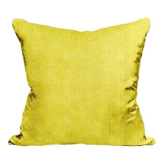 The House of Scalamandré Strie Velvet Pillow, Chartreuse For Sale