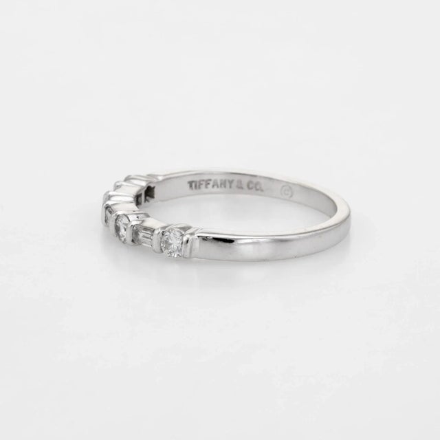 Tiffany and Co. Mid 20th Century Tiffany & Co Diamond Band Vintage Platinum Ring Half Hoop Mixed Cuts size 7 For Sale - Image 4 of 8