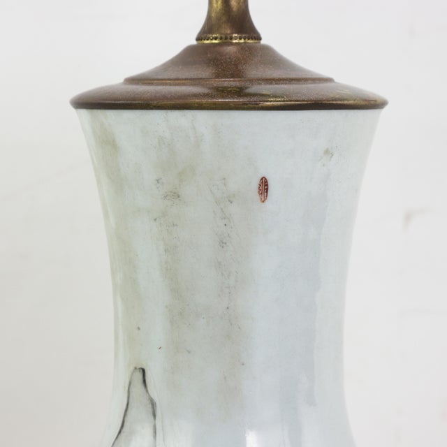 Antique Chinese Porcelain Landscape Vase Lamp Hand Painted Mountain and Pavilion Motif For Sale - Image 10 of 14
