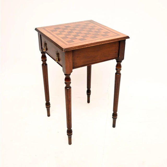 Vintage English Walnut Chess Table, 1920 For Sale - Image 3 of 10