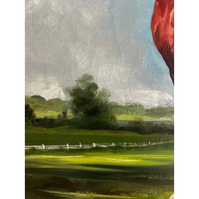 Antique Large Classic Oil Painting of a Thoroughbred Horse in Wood Frame For Sale In Philadelphia - Image 6 of 9