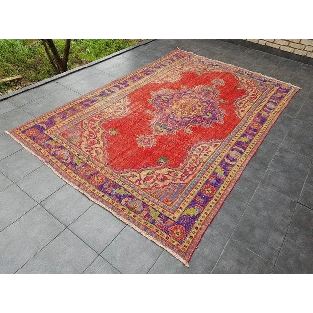 1960s Anatolian Turkish Red Wool Carpet For Sale - Image 9 of 11