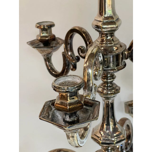 Majestic Grand Silver Chrome Table Candleabras a Pair For Sale - Image 9 of 12