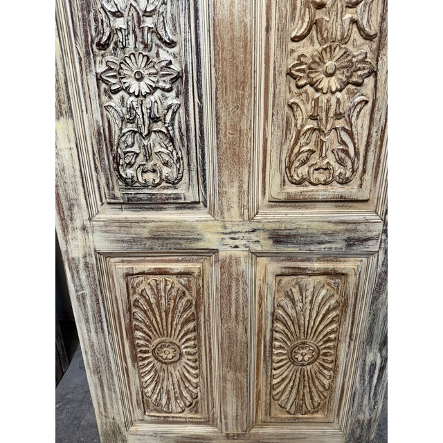 Mid-Century Modern Vintage Hand-Carved Wood Doors – Decorative Craved Barn Doors 80 For Sale - Image 3 of 7