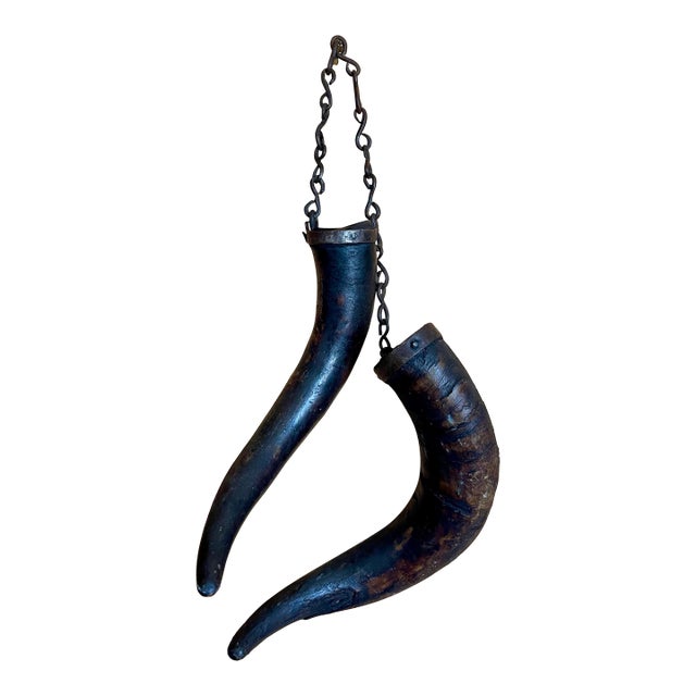 Primitive Antique Americana Wagon Wheel Grease Horns For Sale