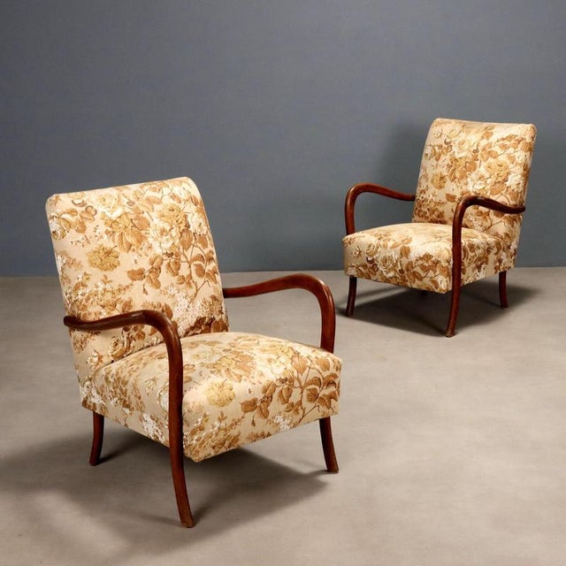 Vintage Armchairs in Beech and Fabric Upholstery, 1960s, Set of 2 For Sale - Image 9 of 9