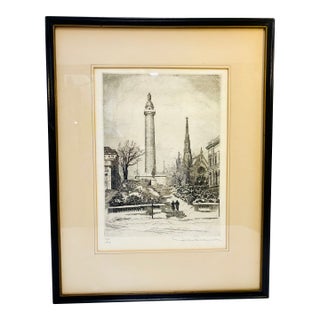1940s Don Swann (1889 - 1954) Original Etching 'Washington Monument in Winter' 199/400 For Sale
