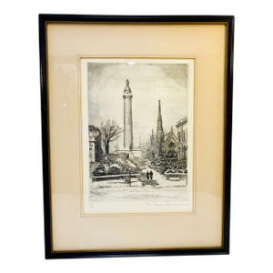 1940s Don Swann (1889 - 1954) Original Etching 'Washington Monument in Winter' 199/400