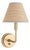 Polly Sconce Single, Natural Brass with Rattan Shade For Sale