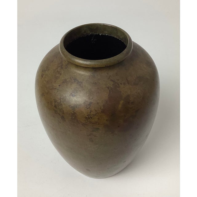 Antique Art Deco Japanese Bronze Patinated Vase For Sale - Image 4 of 4