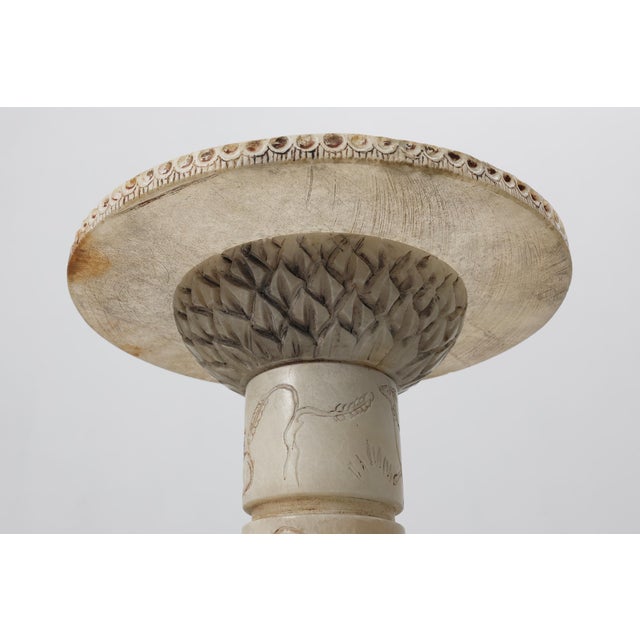 Carved Alabaster Pedestal with Engraved Figures, Italy, 1900s For Sale - Image 6 of 11