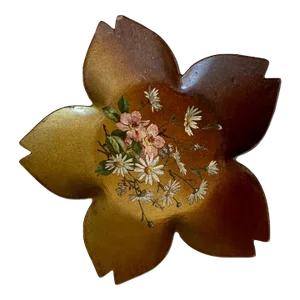 Circa 1920s Vintage Lacquered Paper Bowl, Floral Design