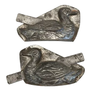 Early 20th Century Parisian Chocolate Duck Mold, Two Pieces