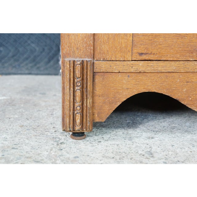 Antique American Victorian Oak Washstand Commode Chest Cabinet Backsplash For Sale - Image 13 of 18