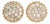 0.46 Carat Round Cluster Diamond Yellow Gold Earrings, A Pair For Sale