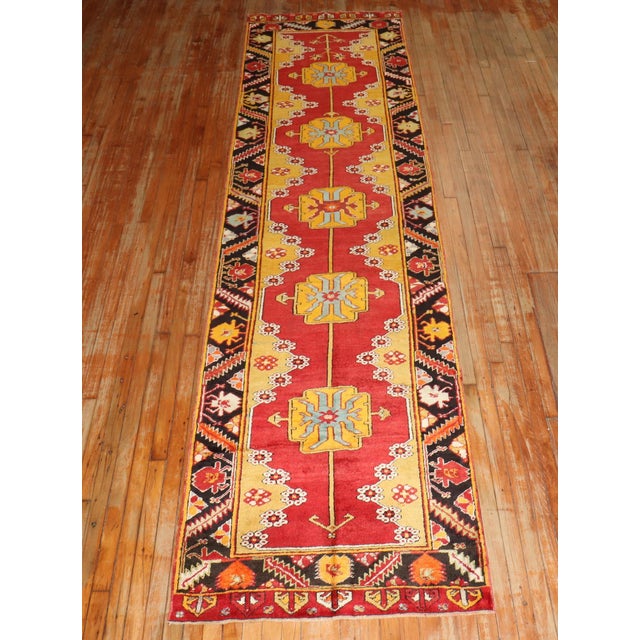 Early 20th Century Zabihi Collection Karapinar Bright Turkish 13 Foot Runner - 3'2" x 13' For Sale - Image 9 of 10