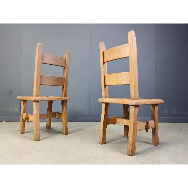 1960s Vintage Brutalist Oak Dining Chairs, 1960s, Set of 6 For Sale - Image 5 of 15
