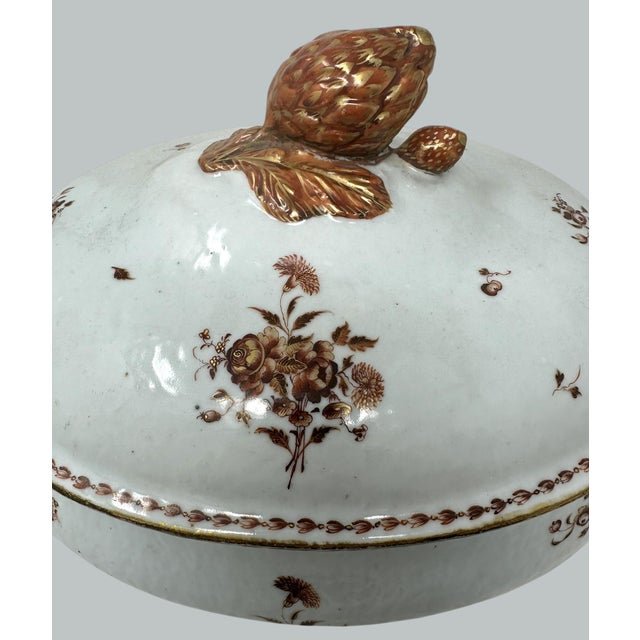 Antique Chinese Qing Dynasty Canton Porcelain Famille Rose Qianlong Tureen 18 Ct For Sale - Image 4 of 11