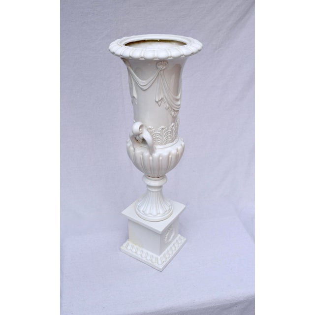 Classical Roman Monumental Ardalt Impero Blanco Pedestal Vase, Romanesque Design, 1950's, Italy, # 5929 For Sale - Image 3 of 6