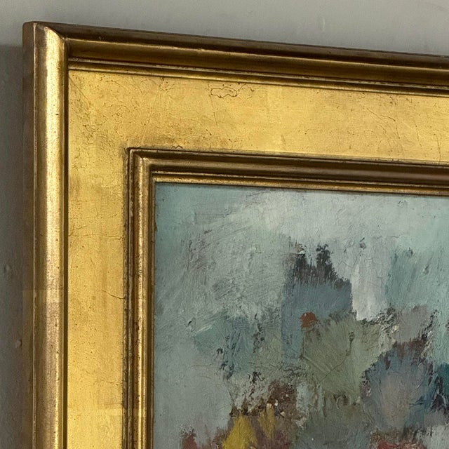 Id Century Modernist Floral Still Life Oil Painting by Marcel Mortier in Original Gold Leaf Frame For Sale - Image 14 of 17