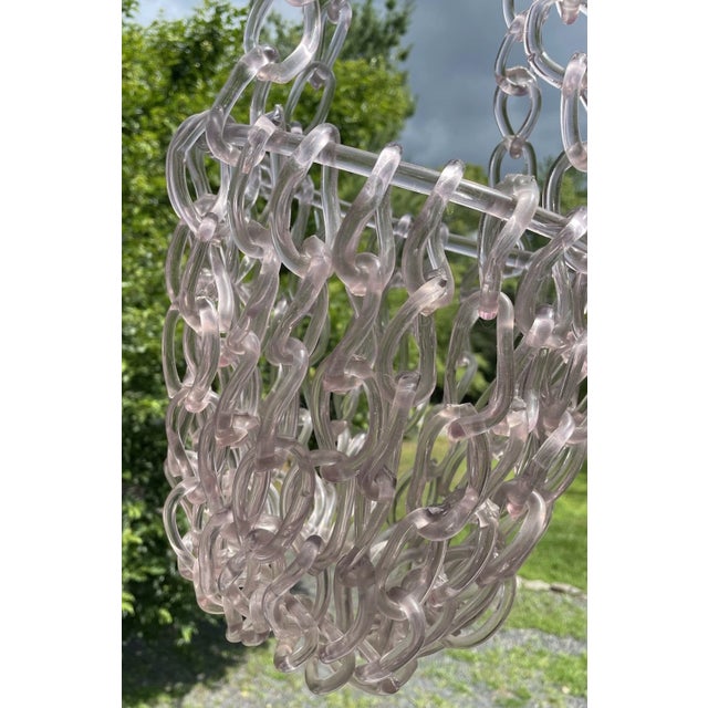 Transparent Rare Fine Antique 19th C. Victorian Free Blown Glass Whimsy Hanging Chain Basket For Sale - Image 8 of 18