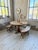 Vintage Round Oak Table and Benches, 1950s, Set of 3 For Sale - Image 3 of 18