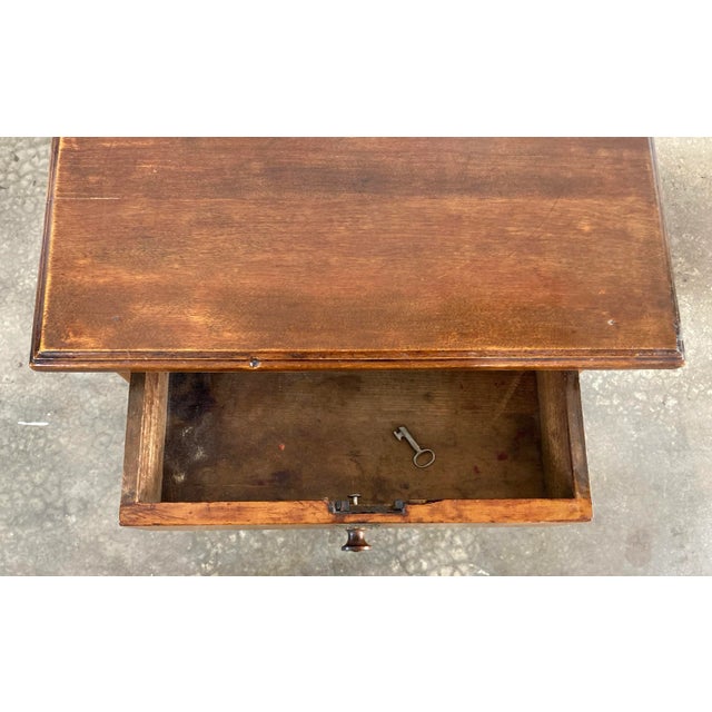 Wood Antique Primitive Single Drawer Side Table For Sale - Image 7 of 8