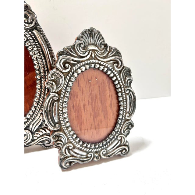 1940s Sterling Silver Repoussé Oval Picture Frames - Set of 2 For Sale - Image 4 of 12