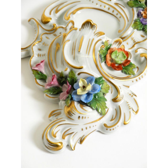 Mid-Century Hand-Painted Porcelain Wall Lamp from Porzellanmanufaktur Dresden, Saxony, 1950s For Sale - Image 11 of 18