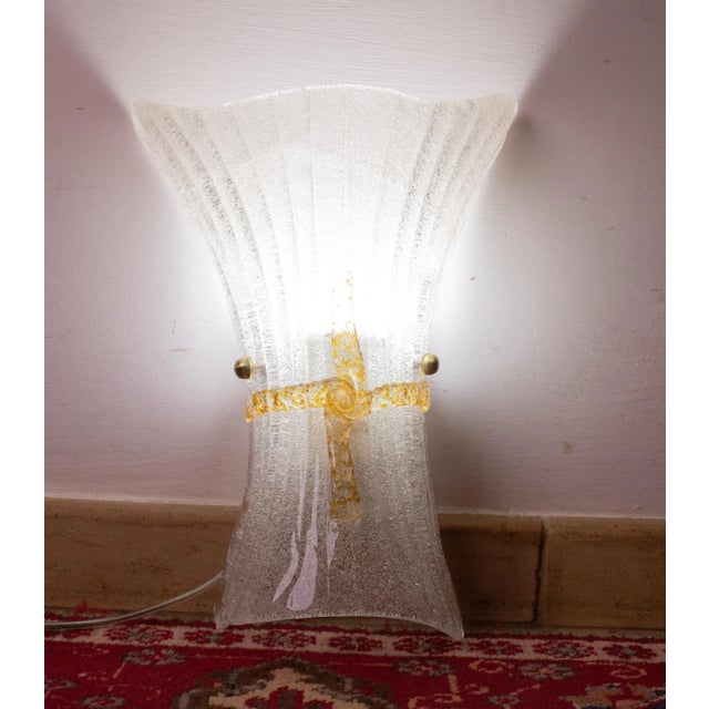 Pair of Large Size Vintage Italian Murano Glass Wall Sconces, 1970 For Sale - Image 9 of 11
