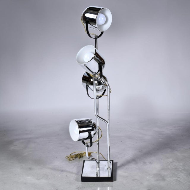 Adjustable chrome spotlight table lamp by Goffredo Reggiani. These Italian made lamps each feature four spotlight heads....