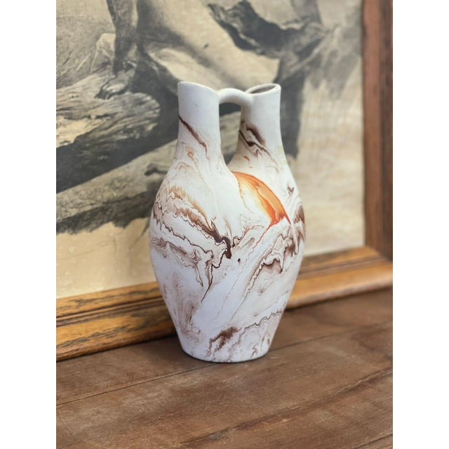 Vintage Handmade Double Spout Nemadji Vase For Sale - Image 4 of 8