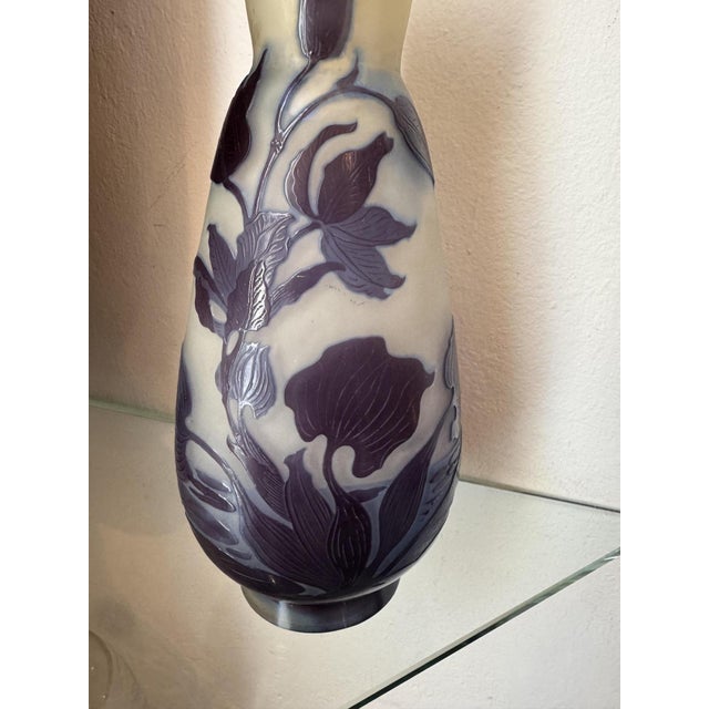 Jugendstil Vase Floral Cameo Glass from Emile Gallé, 1900 For Sale - Image 3 of 7