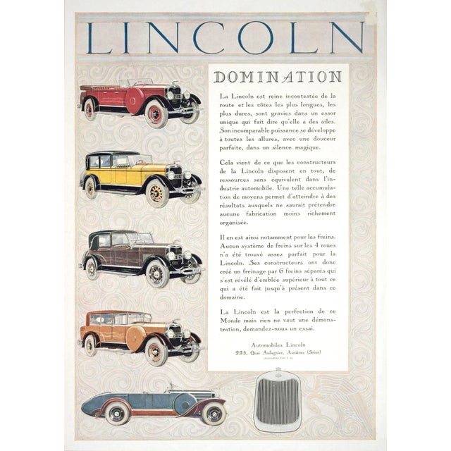 Lincoln Domination - Original Vintage Advertising on Paper - Early 20th Century Early 1900 For Sale - Image 3 of 3