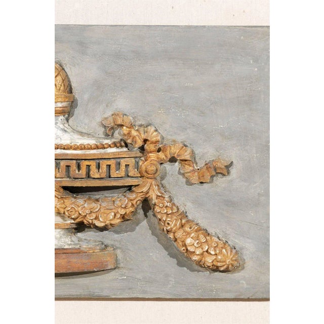 Gold Italian 19th Century Painted Wood Wall Decorations with Carved Urns - A Pair For Sale - Image 8 of 11