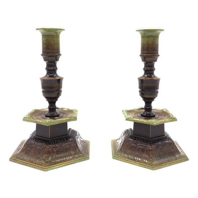 Swedish Baroque Style Candleholders by Ystad Brons, 1940s, Set of 2 For Sale
