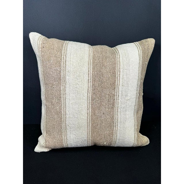 Turkish Hemp Pillow Cushion Natural Beige Cushion Cover 20"x20" For Sale - Image 4 of 4