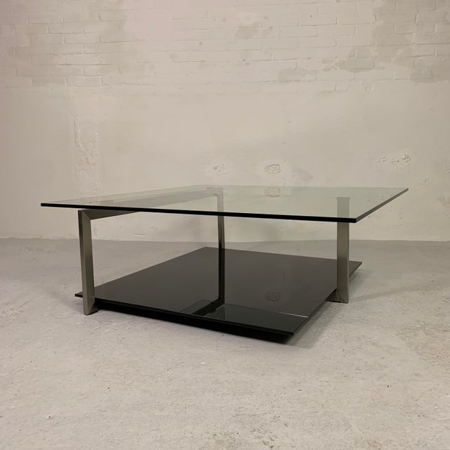 Black Glass Coffee Table 110 X 110 Cm in the Style of Rolf Benz and Metaform, 1990s For Sale - Image 8 of 18