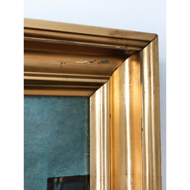 1920s Vintage Original Cottage Oil Painting: Gilded Framed Interior Art For Sale - Image 5 of 12