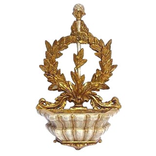 Antique Italian Laurel Wreath Wall Pocket For Sale