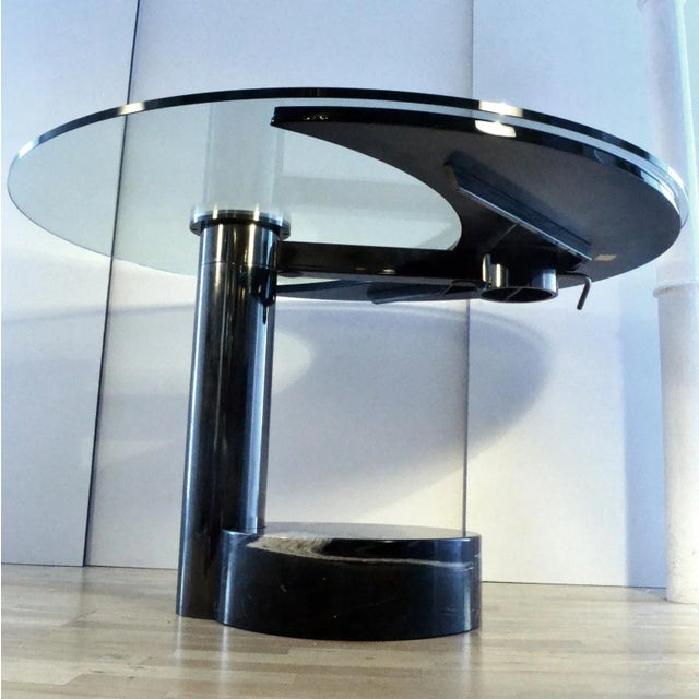 Black Round & Oval Dining Table with Glass & Black Top by Mario Mazzer for Zanette For Sale - Image 8 of 14