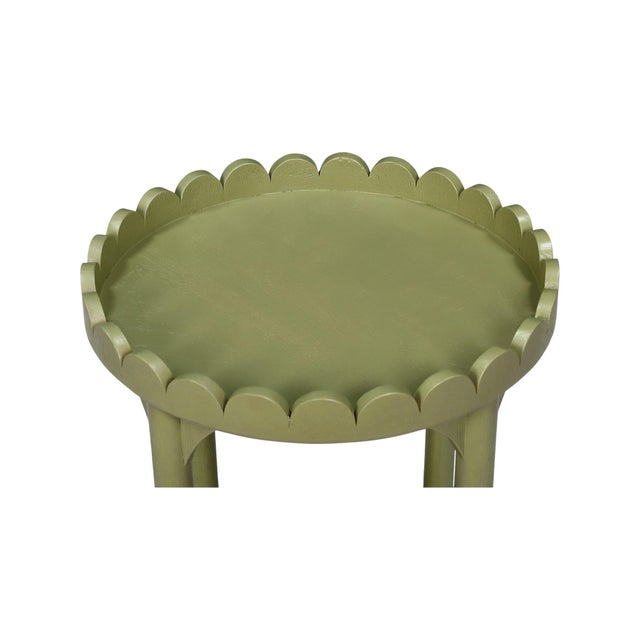 Kenneth Ludwig Chicago Scalloped Light Green Round Side Table For Sale - Image 4 of 7