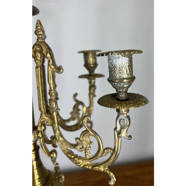 Vintage French Brass Ornate Decorative Candleholders, Set of 2 For Sale - Image 12 of 13