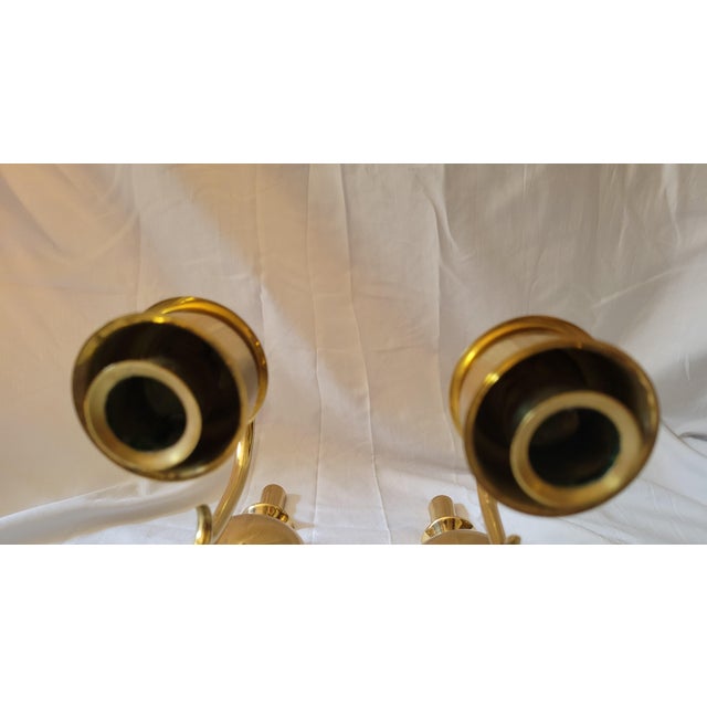 Pair of Vintage Georgian Revival Brass Wall Sconces For Sale - Image 6 of 9