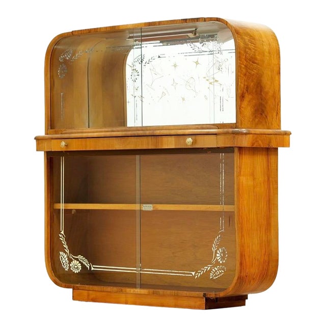 1950s Walnut Liquor Cabinet by Denman Furnishings of Nottingham For Sale